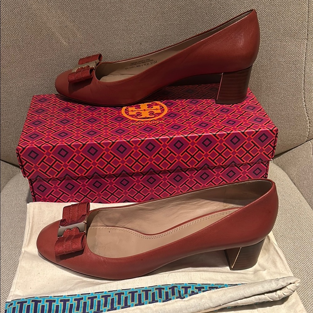 Tory Burch Burnt Orange Leather Women's Heels